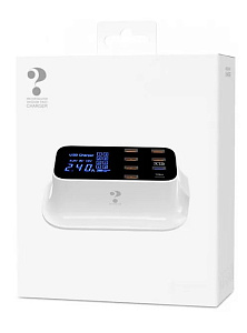 Сетевая зарядка Gurdini HUB 40W - LED 7 USB + 1 USB-C (Белый)