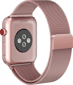 Ремешок для Apple Watch 42mm/49mm Gurdini Milanese Loop (миланский сетчатый) (Розовое золото)