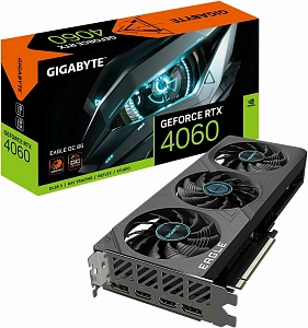 Видеокарта Gigabyte GeForce RTX 4060 8192Mb, Eagle OC 8Gb (GV-N4060EAGLE OC-8GD) 2xHDMI, 2xDP, Ret (Чёрный)